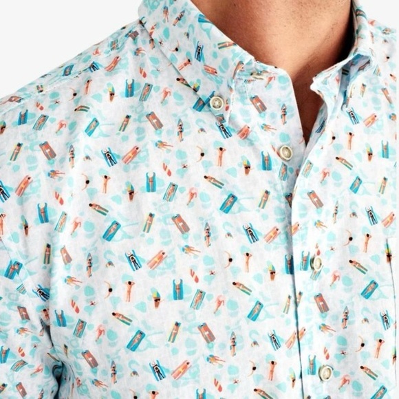 Johnnie O Floaty Hangin' Out Button Up Shirt XL Malibu Novelty Print Prep - Picture 2 of 13